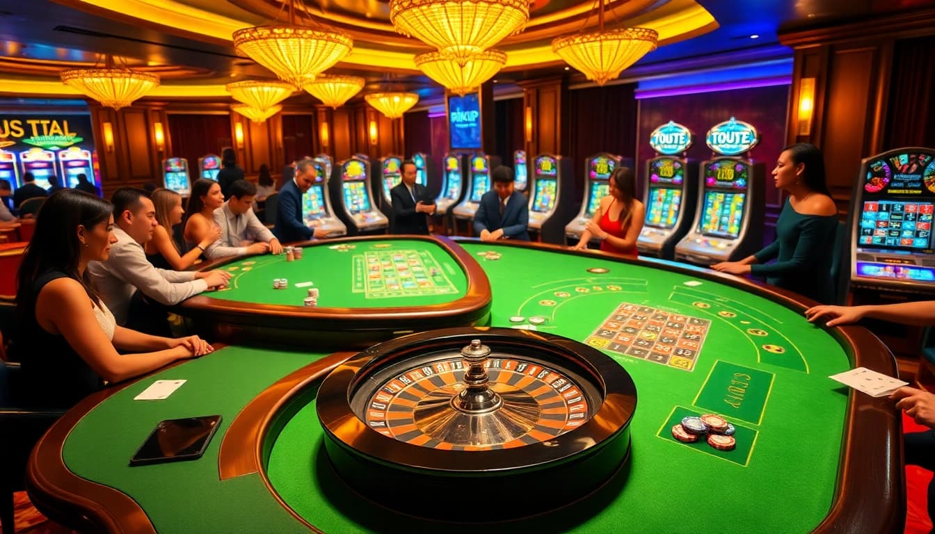 Experience the thrill of online gambling at rikvip.gb.net with vibrant casino tables and players.