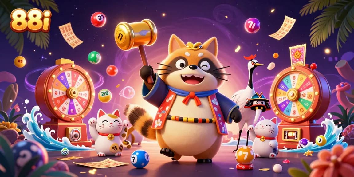 Engage in exciting gameplay at 88i with a fun cartoon rabbit and vibrant casino elements.