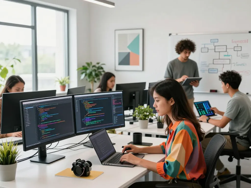 Diverse developers collaborating in a modern tech workspace showcasing Open Claw capabilities.