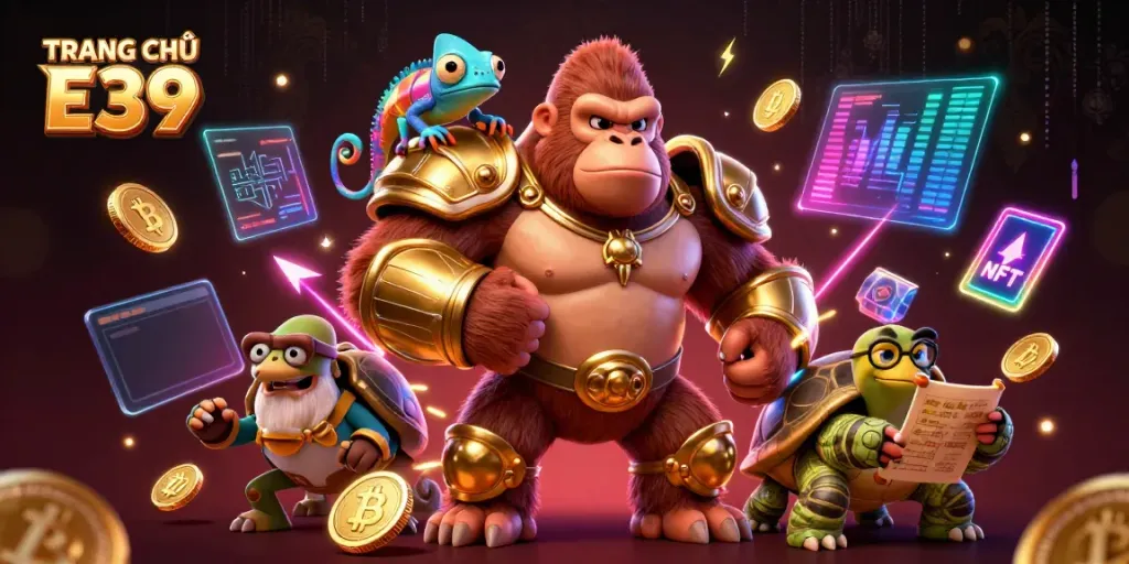 Engage with TRANG CHỦ E39's thrilling casino adventure featuring a powerful gorilla king and dynamic elements.