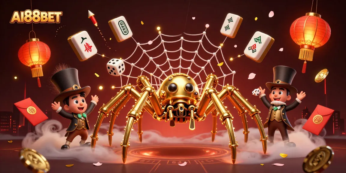 Catch exciting moments at AI88BET with a dynamic scene of gambling elements and characters.