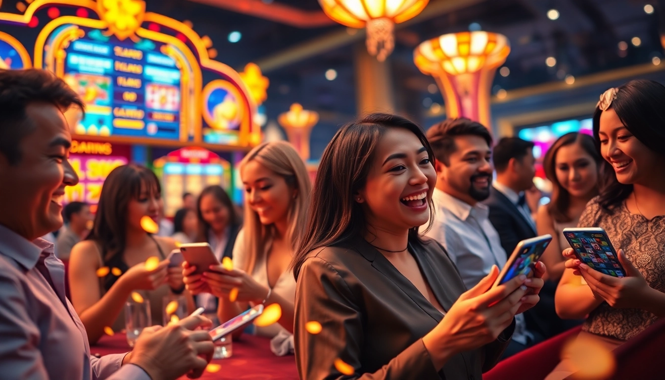 Exciting online gaming experience at winvn88.live with diverse players celebrating a jackpot win.