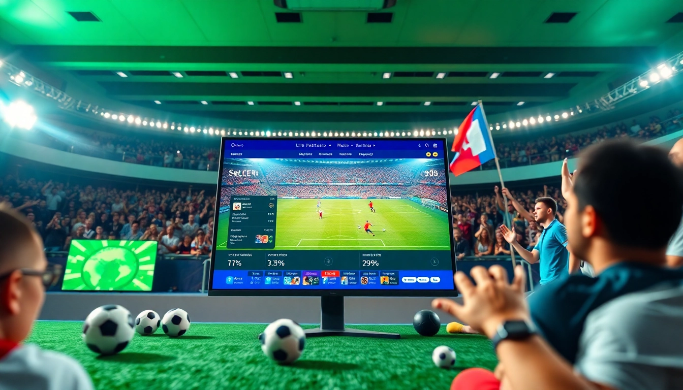 Exciting live soccer streaming on joemadfan.com with vibrant digital interface and engaged fans.