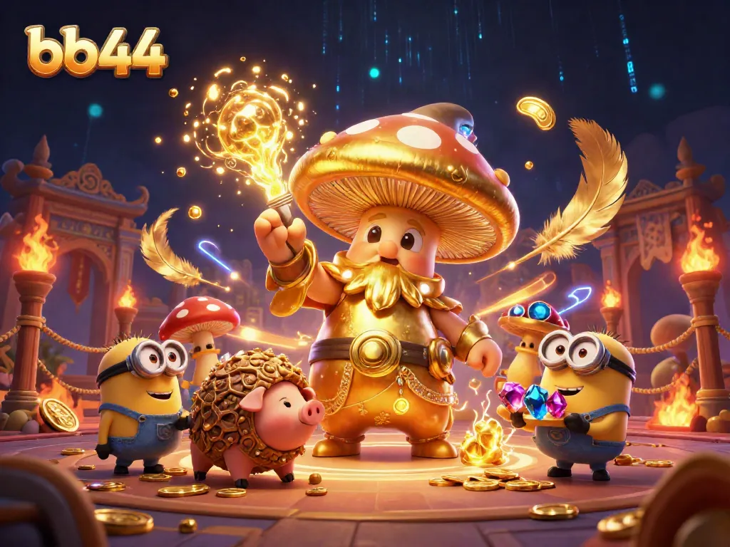 Experience the magical transformation of treasures with bb44 featuring a wizard, truffle pig, and minions.