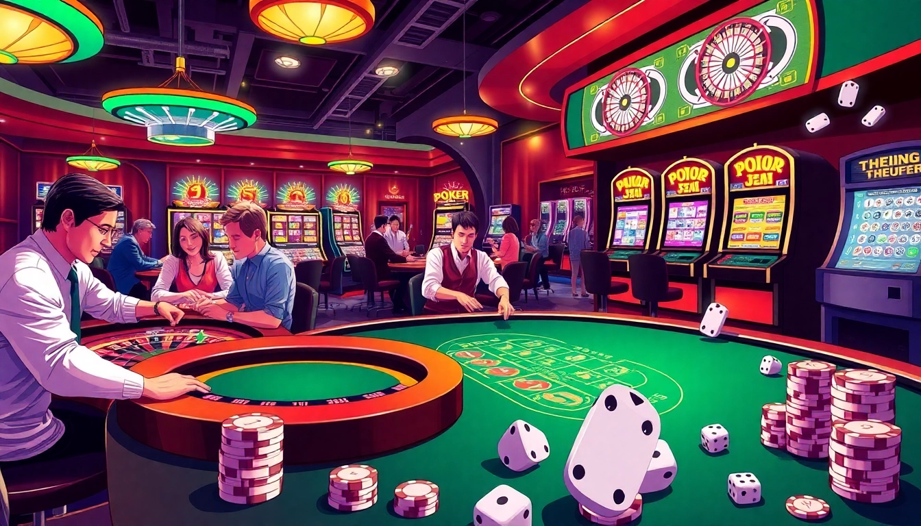 Exciting casino gaming atmosphere at KJC AC with roulette and poker.