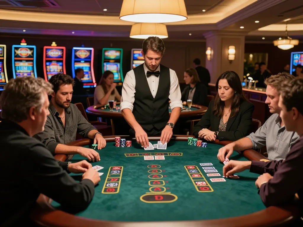 rokok88 players engaged at a blackjack table, showcasing strategy and excitement in casino gaming