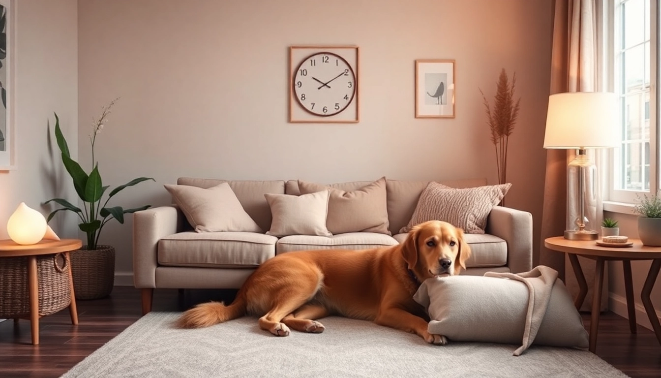 Engaging depression treatment session in a calming therapy room, featuring therapy dog support.