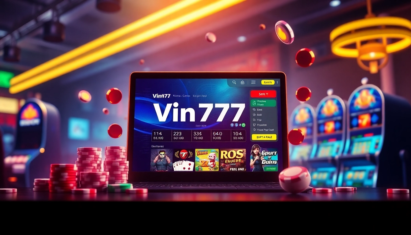 Vibrant representation of vin777.gb.net online gambling platform showcasing diverse gaming options and a user-friendly interface.