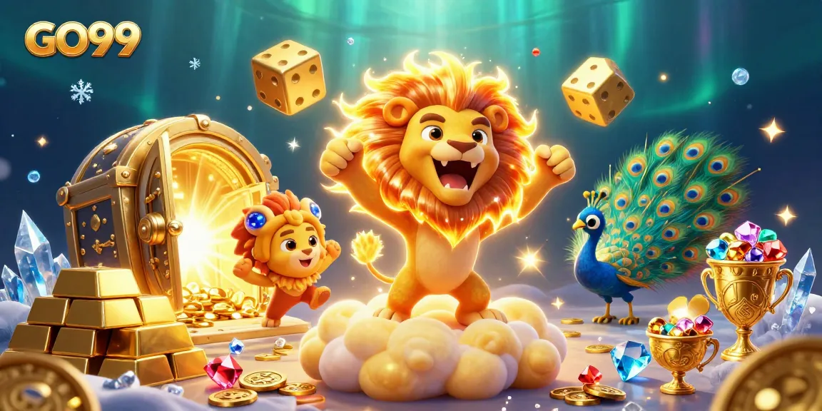 Experience the thrill of GO99 with a vibrant 3D illustration showcasing casino elements and gaming excitement.