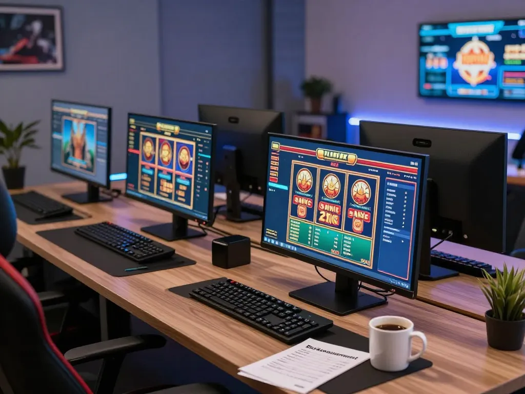 Engaged player managing bankroll on 123win com through multiple screens during online gaming session.