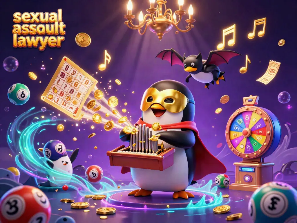 A dynamic scene illustrating a sexual assault lawyer theme with playful gambling elements and vibrant characters.