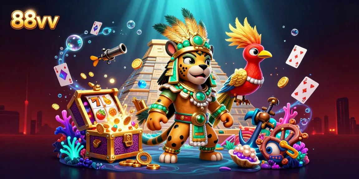Win big at 88vv with colorful slot reels and a dynamic casino scene.