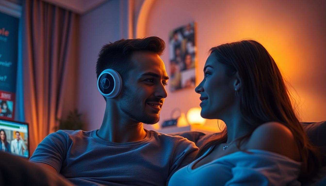 Person interacting with an AI companion symbolizing ai sex in a cozy modern setting.