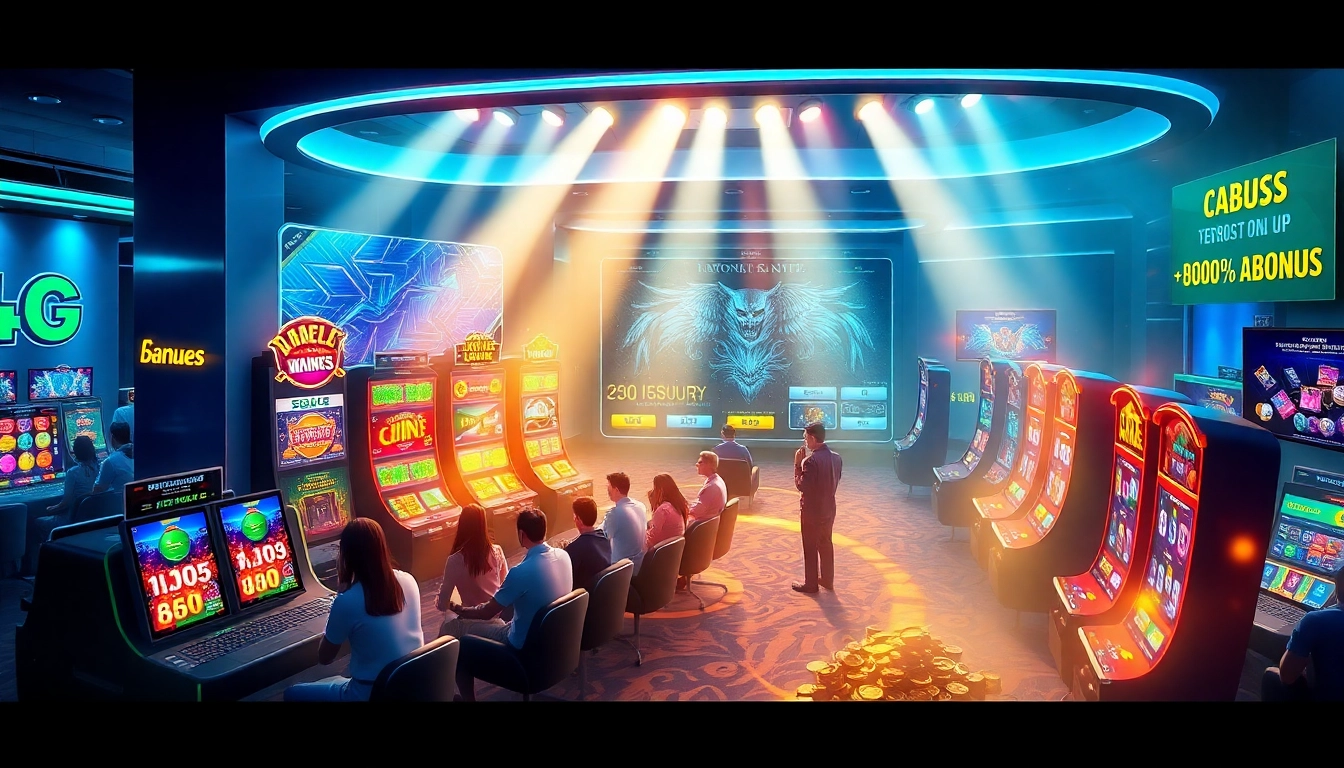 Engaging visual representation of the Kode4d link gaming experience with vibrant slot machines and players.