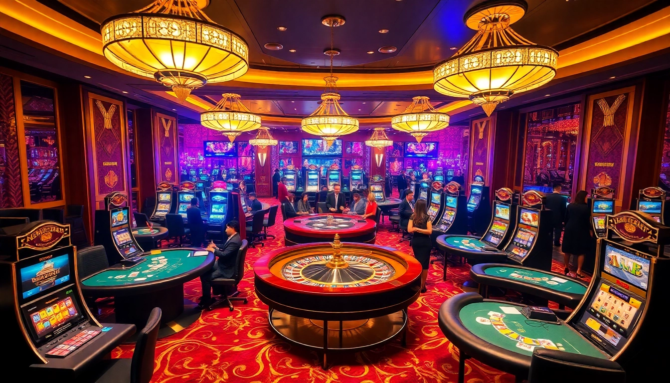 Nền tảng thabet casino showcasing vibrant gambling activities, exhilarating gaming environment.