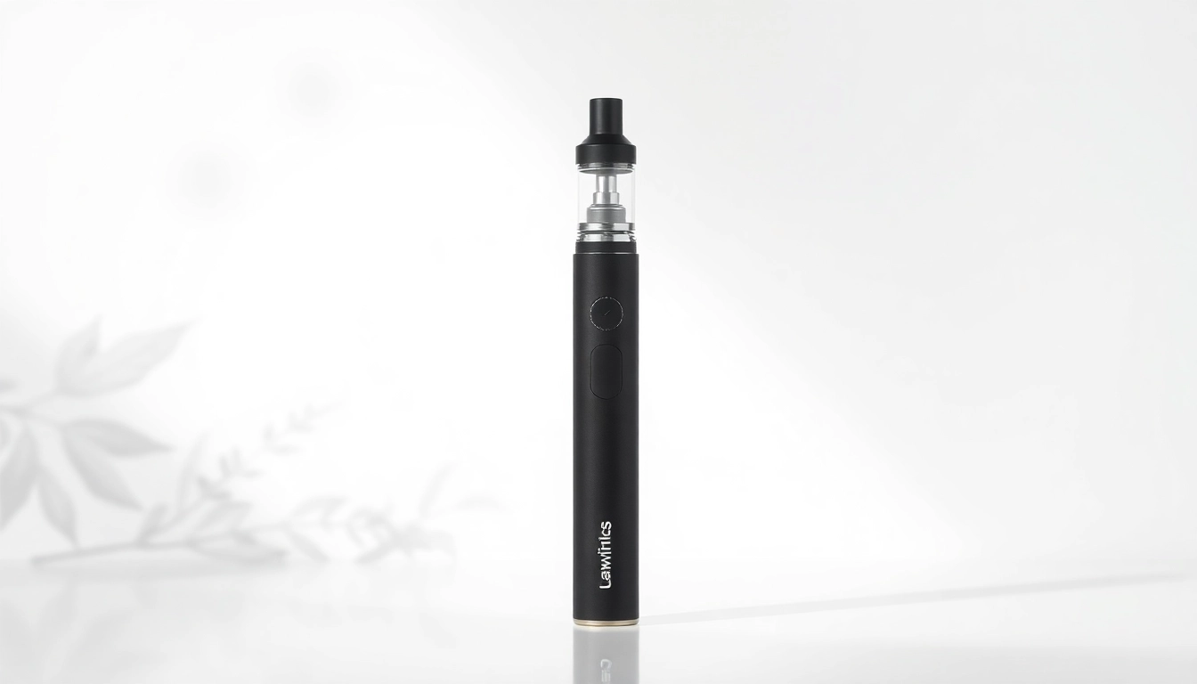 Buy DMT vape pen with sleek design and natural plant motifs in the background.