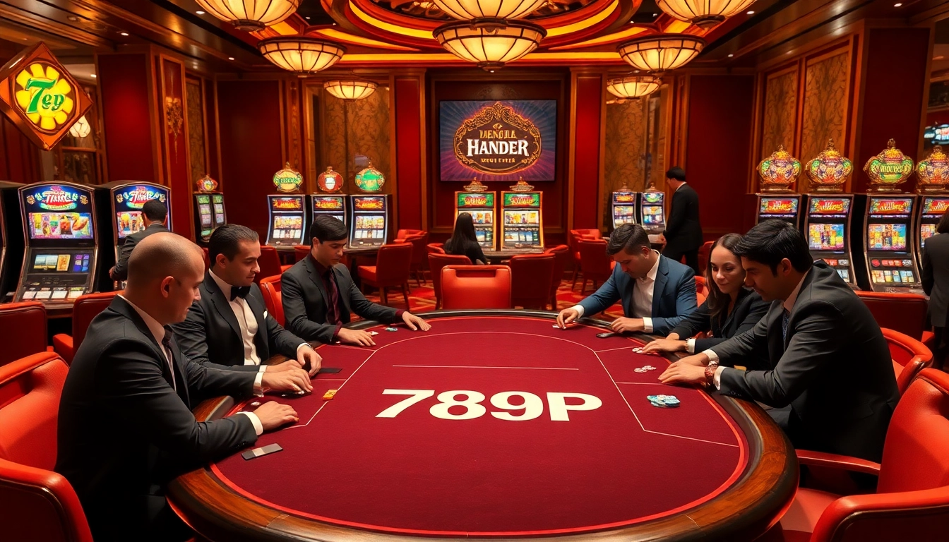 Players engage in a high-stakes poker game at a luxurious casino table featuring 789P.