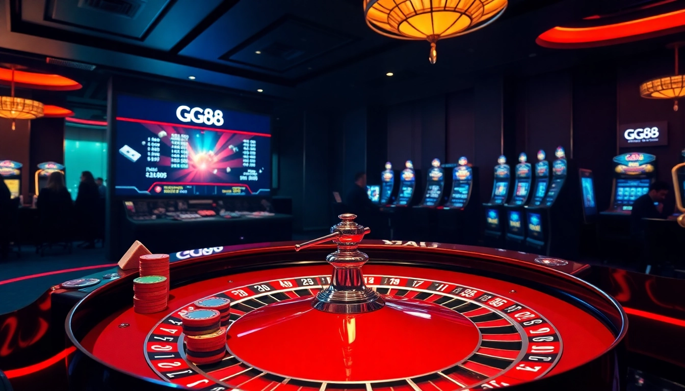 Experience the excitement of GG88 Tech as players engage at a luxurious virtual casino.