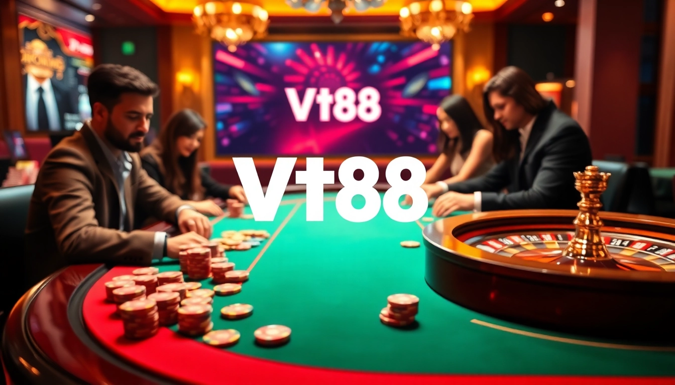 Engaging scene of Vt88 nhà cái showcasing a professional poker game, highlighting excitement and strategy.